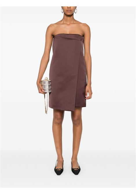 Brown satin wrap mini dress Philosophy di Lorenzo Serafini - women PHILOSOPHY DI LORENZO SERAFINI | 042071350194